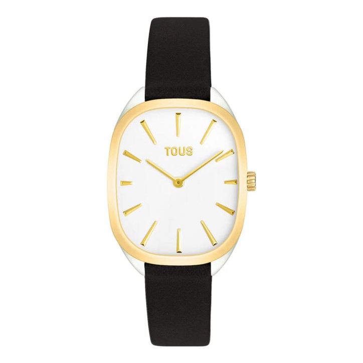 Reloj TOUS analógico con caja dorada y correa de piel negra Heritage - 3000136300