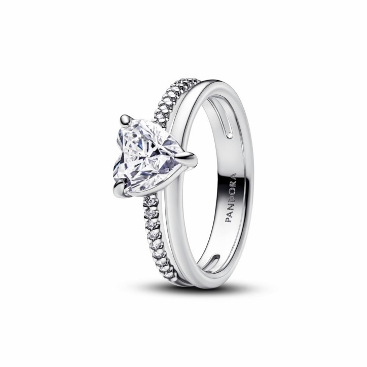 Anillo Corazón Doble Banda de Pandora - 193100C01