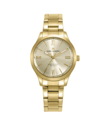RELOJ MARK MADDOX MUJER, CAJA Y BRAZALETE DE ACERO CON MOVIMIENTO DE CUARZO Y RECUBIERTO DE ORO. - MM1024-23