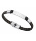 Pulsera Magnum de acero con piel trenzada negra y marrón - 14058P01011