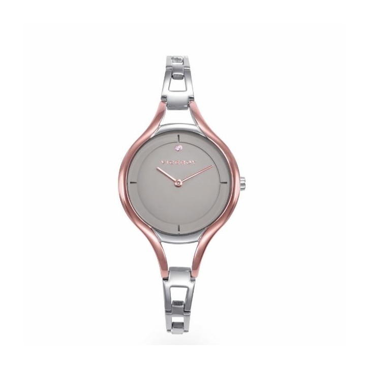 Reloj caja de acero Ip rosa 5 atm y brazalete de acero con movimiento cuarzo - 42448-17
