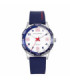 Reloj caja de acero y correa de silicona azul,movimiento cuarzo. Pulsera de acero y piel sintética azul de regalo. - 401415-04