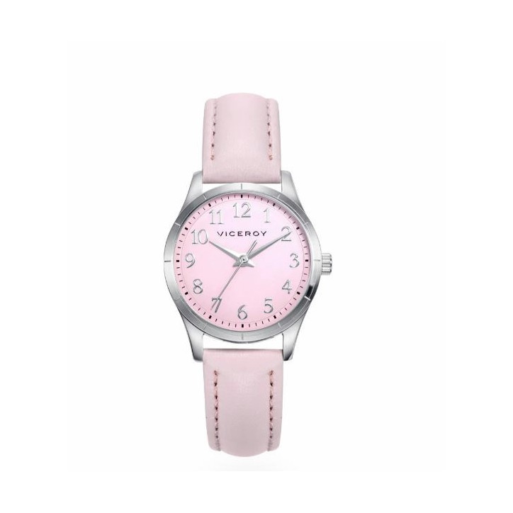 Reloj con esfera rosa y correa de piel rosa. Pulsera de cordón rosa de nailon con motivo árbol de la vida de plata le - 41134-75