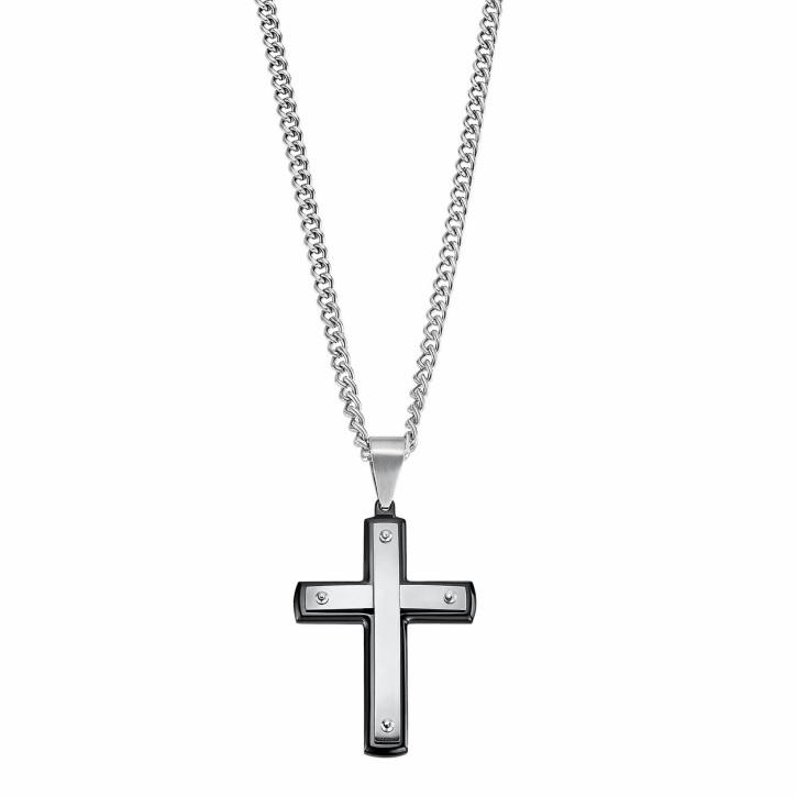 COLLAR DE ACERO INOXIDABLE PARA HOMBRE ESTILO LOTUS EN NEGRO - LS2277/1/1