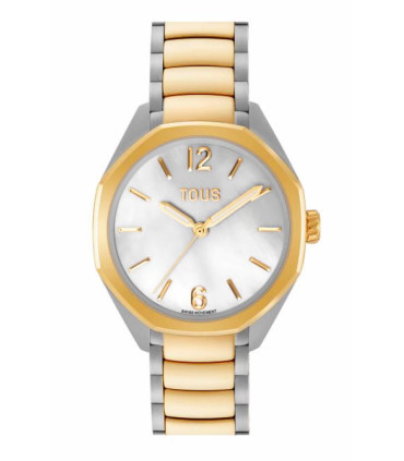 Reloj analógico con movimiento suizo, esfera de nácar y brazalete de de eslabones acero bicolor Tous Now - 3000141400