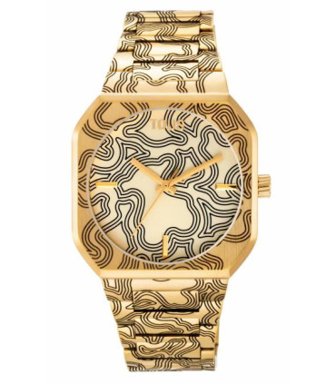 Reloj analógico con brazalete gravado de acero dorado Lit - 3000140000