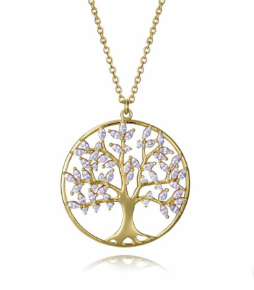 Collar de plata de primera ley con baño de oro y colgante de árbol de la vida - 9148C100-30