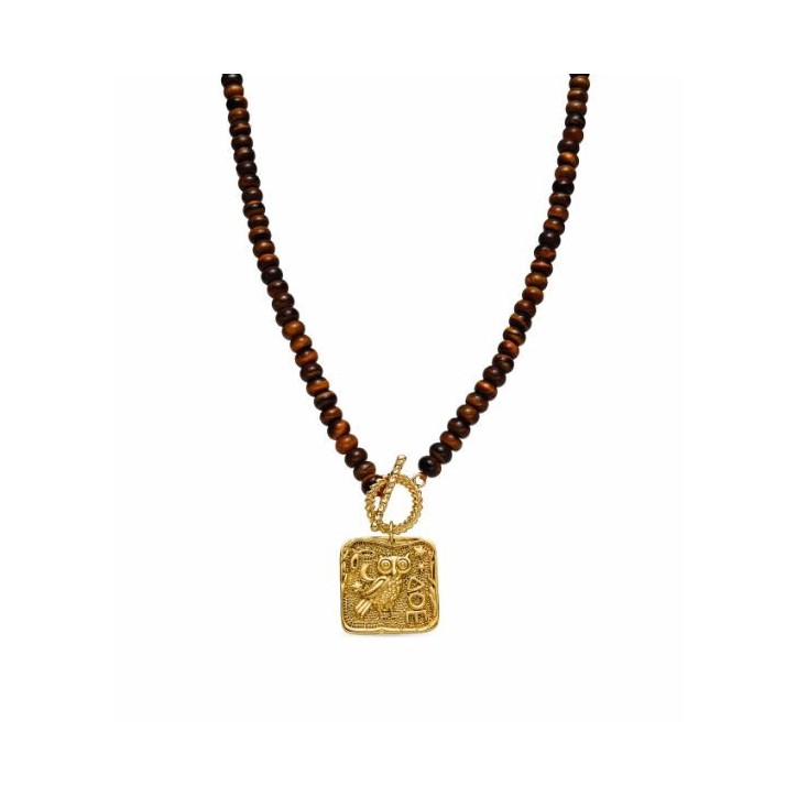 Collar con Ojo de Tigre acabado oro 18k - Lessy - SGNX31810800