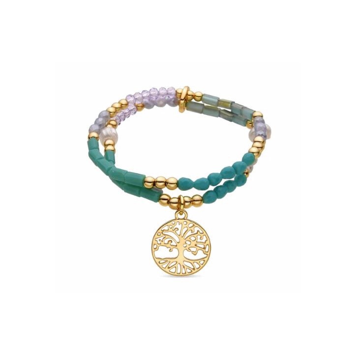 Pulsera con Cristal Azul acabado oro 18k - Zorsi - SGBW071C0400