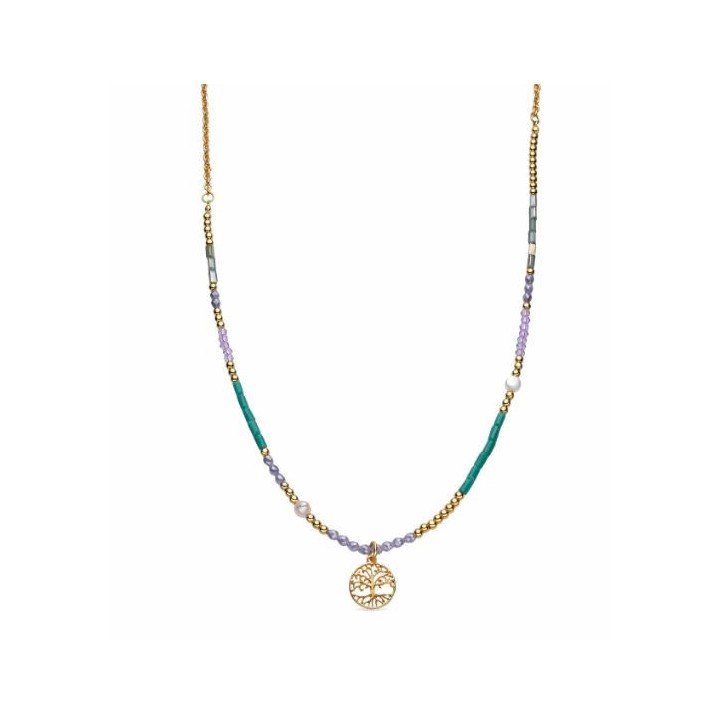 Collar con Cristal Azul acabado oro 18k - Zorsi - SGNW336C0400