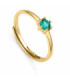 Anillo Clásica de plata de ley con baño de oro y circonita de color verde - 9115A015