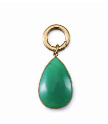 Motivo colgante de acero Ip dorado colección Laura Escanes con piedra natural verde - 14233M01012