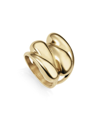 Anillo de mujer de acero Ip dorado con ondas - 14207A01812
