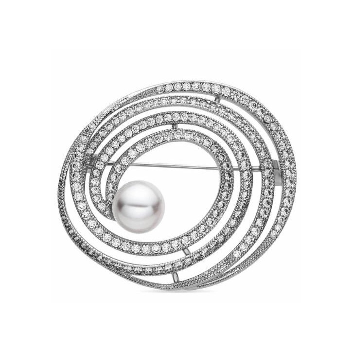 Broche con Circonita Brillante acabado plata - Telah - SSBRW120000