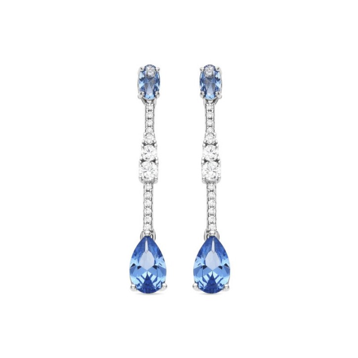 Pendientes Luxenter Murbi Plata Baño Rodio, Circonitas blancas y Azules - ET5460300