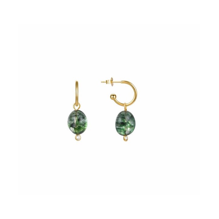 Pendientes de Plata de Ley 925 con Cristal Verde acabados en oro amarillo 18K - Xiua - EXA522YC3000