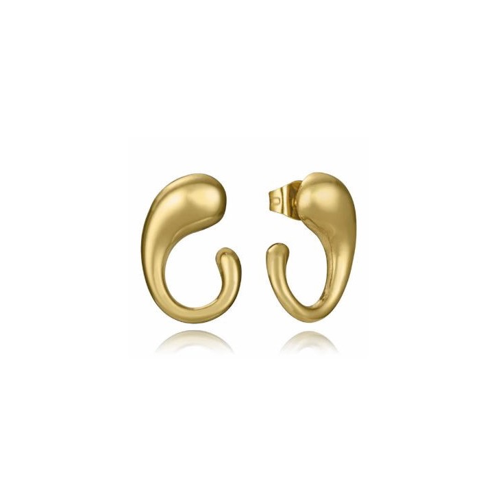 Pendientes de mujer de acero Ip dorado curvos - 15177E01012