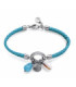 Pulsera de mujer de acero y piel azul doble trenzada - 14285P01013