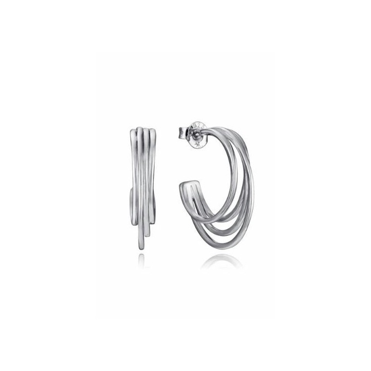 Pendientes de plata de primera ley con baño de rodio aros abiertos - 9156E000-00