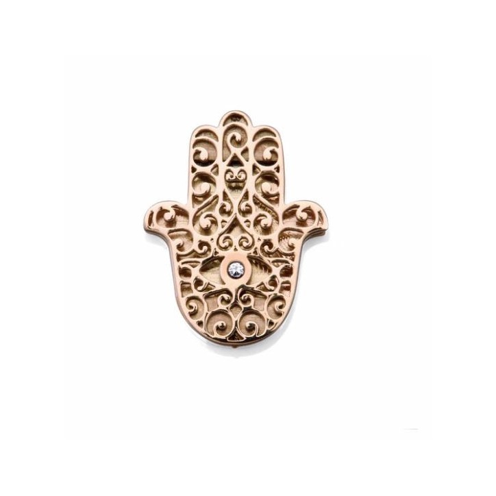Motivo de mujer de acero e Ip rosa y diseño mano de fátima - 14246M01012