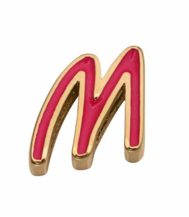 Motivo letra M para pulsera de niña en acero dorado y esmalte - 1487M01012M