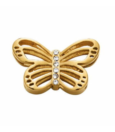 Motivo de acero IP dorado en forma de mariposa con circonitas para montar en pulsera personalizable - 1358M01012MR