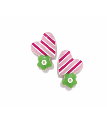 PENDIENTES CORAZON FLOR VERDE - 015LOVE