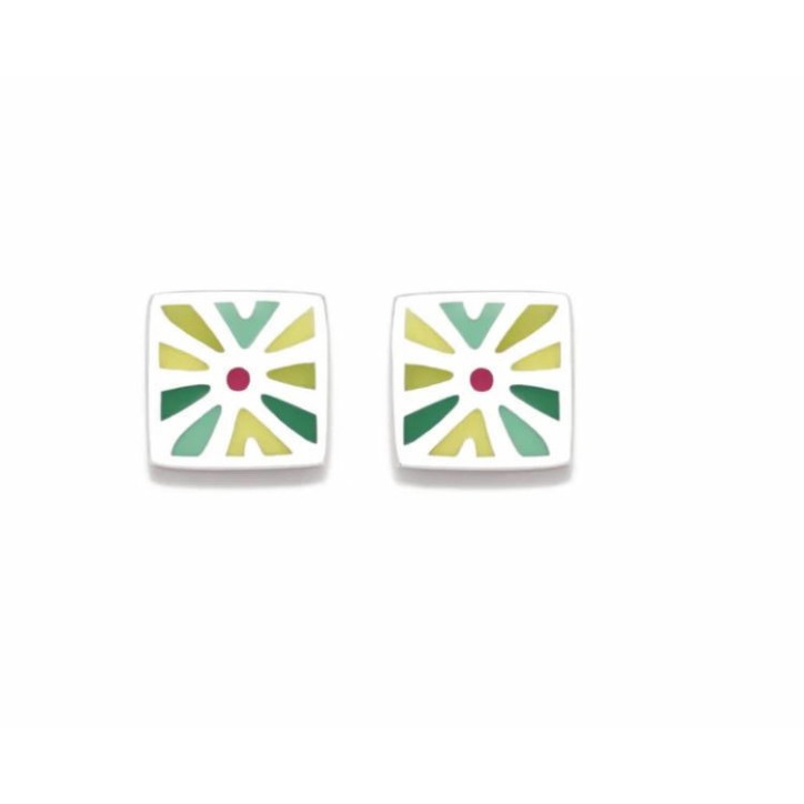 PENDIENTE DAISY CUADRADO VERDE - 015DAI