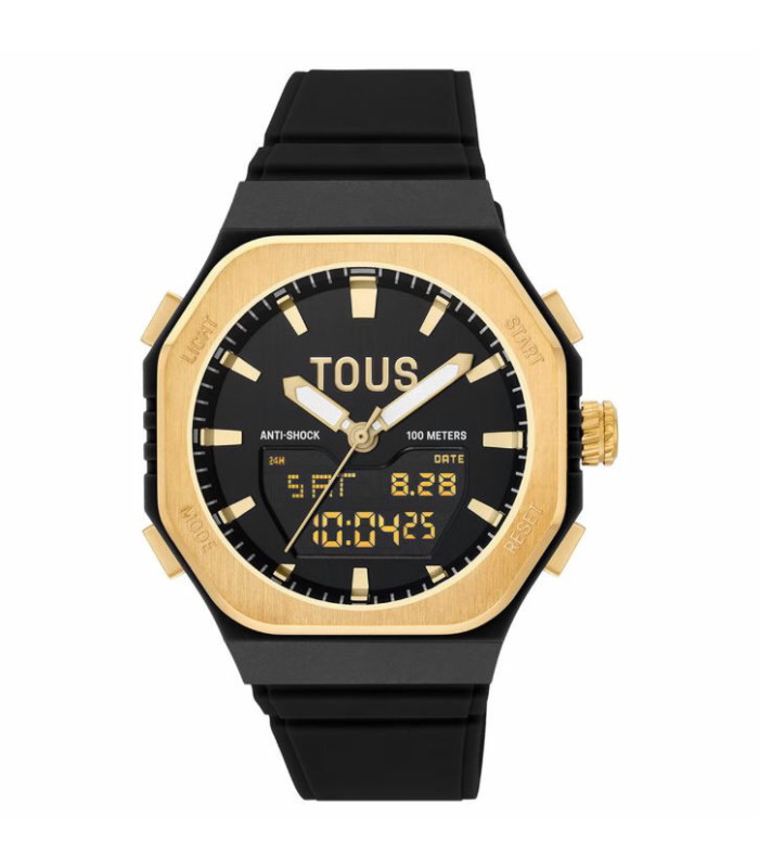 Reloj TOUS Bet analógico digital de mujer en acero dorado y correa de nylon negro