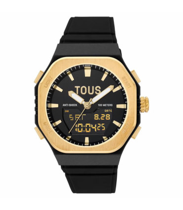 Reloj TOUS Bet analógico digital de mujer en acero dorado y correa de nylon negro