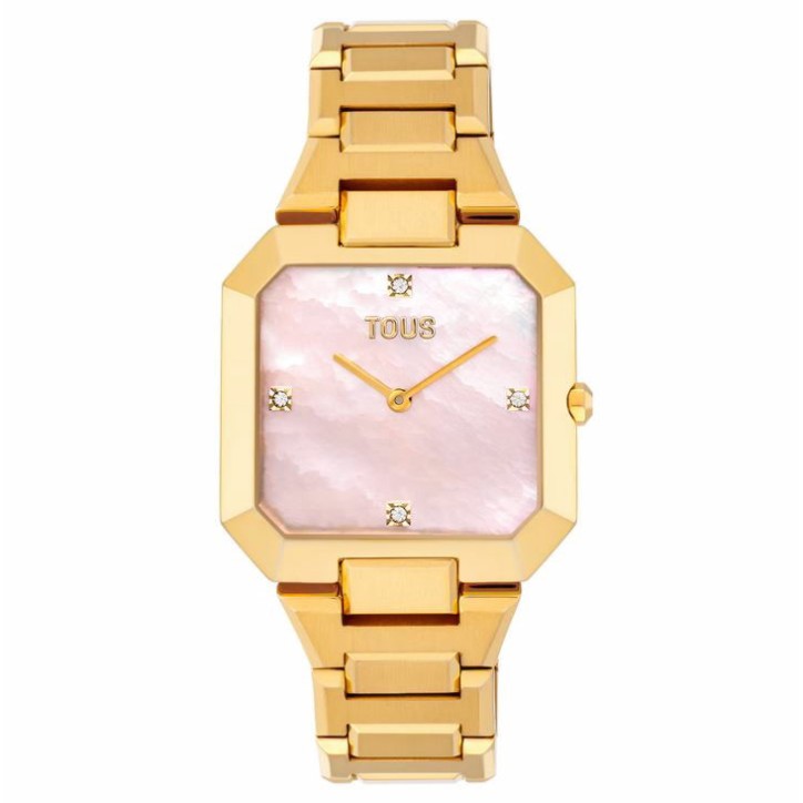 RELOJ TOUS analógico con brazalete de acero dorado y esfera de nácar rosa Karat - 3000144900