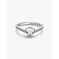 Anillo Perla Cultivada de Agua Dulce Tratada Concha Princesa Ariel de DisneyPlata de primera ley - 193654C01