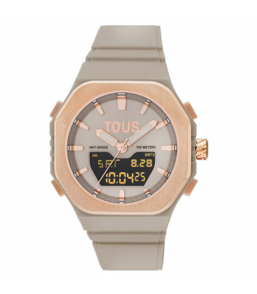 RELOJ TOUS analógico/digital de acero rosado y brazalete de nylon topo Bet - 3000143100