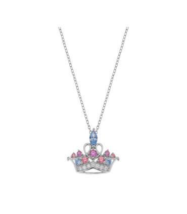 Collar Disney Princesas Corona Multicolor Plata 925 – Diseño Infantil