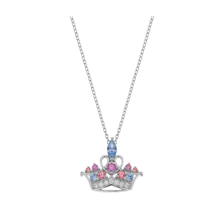 Collar Disney Princesas Corona Multicolor Plata 925 – Diseño Infantil