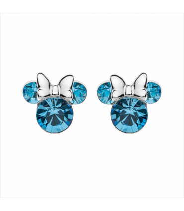Pendientes Disney Minnie Plata 925 con Piedra Azul – Diseño Infantil