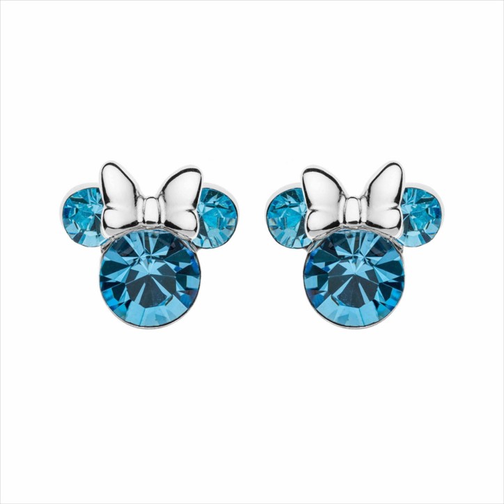 Pendientes Disney Minnie Plata 925 con Piedra Azul – Diseño Infantil
