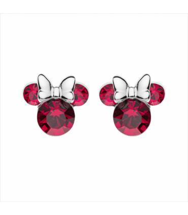 Pendientes Disney Minnie Plata 925 con Piedra Roja – Diseño Infantil