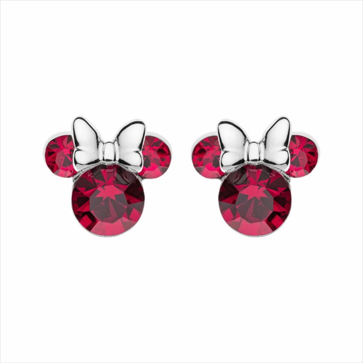 Pendientes Disney Minnie Plata 925 con Piedra Roja – Diseño Infantil