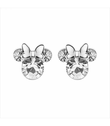 Pendientes Disney Minnie Plata 925 con Piedra Transparente – Diseño Infantil