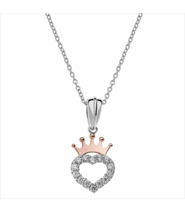 Collar Disney Princesas Corazón con Corona Plata 925 – Diseño Infantil