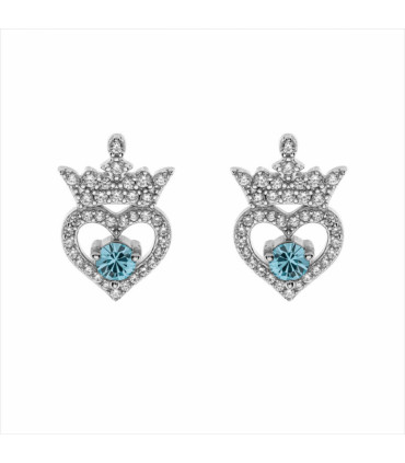 Pendientes Disney Princesas Corazón con Piedra Azul Plata 925 – Diseño Infantil