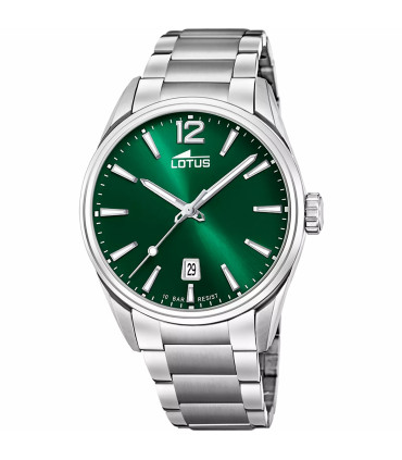 RELOJ LOTUS CHRONO VERDE CORREA DE ACERO, HOMBRE - 18692/4