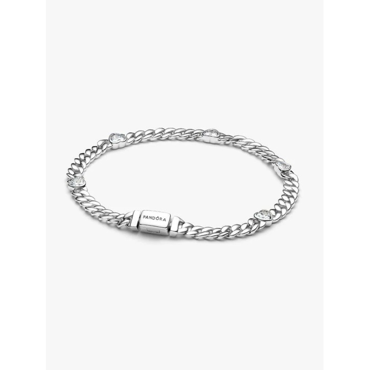 Pulsera PANDORA Cadena Cubana Corazón Brillante - 594226C01