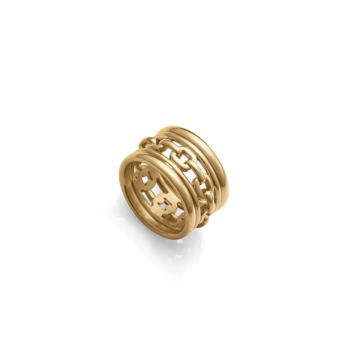 Anillo de mujer de acero Ip dorado ancho cadena - 75399A0