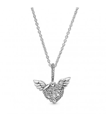 Collar Pandora Corazón y Alas de Ángel en Pavé - 398505C01