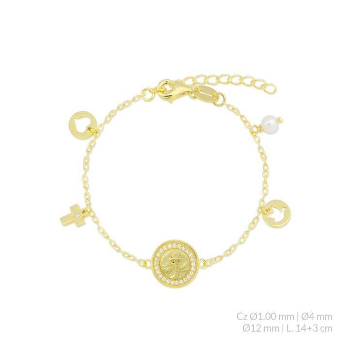 Pulsera Comunión para Niña Bañada en Oro
