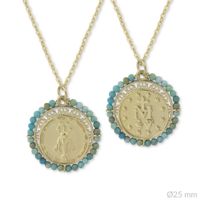 Gargantilla Virgen Milagrosa en Plata de Ley con Baño de Oro
