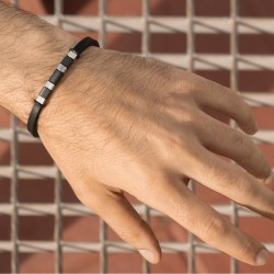 Pulsera Lotus Style Negra con Acero - LS2538/2/3