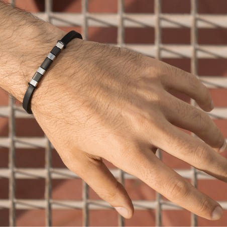Pulsera Lotus Style Negra con Acero - LS2538/2/3